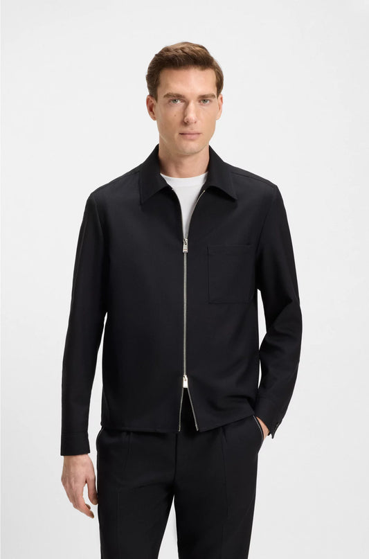 RELAXED-FIT OVERSHIRT IN MELANGE VIRGIN WOOL