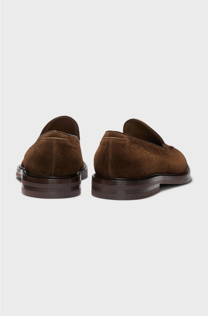 SUEDE LOAFERS WITH LEATHER PIPING