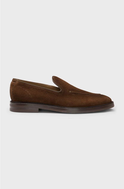 SUEDE LOAFERS WITH LEATHER PIPING