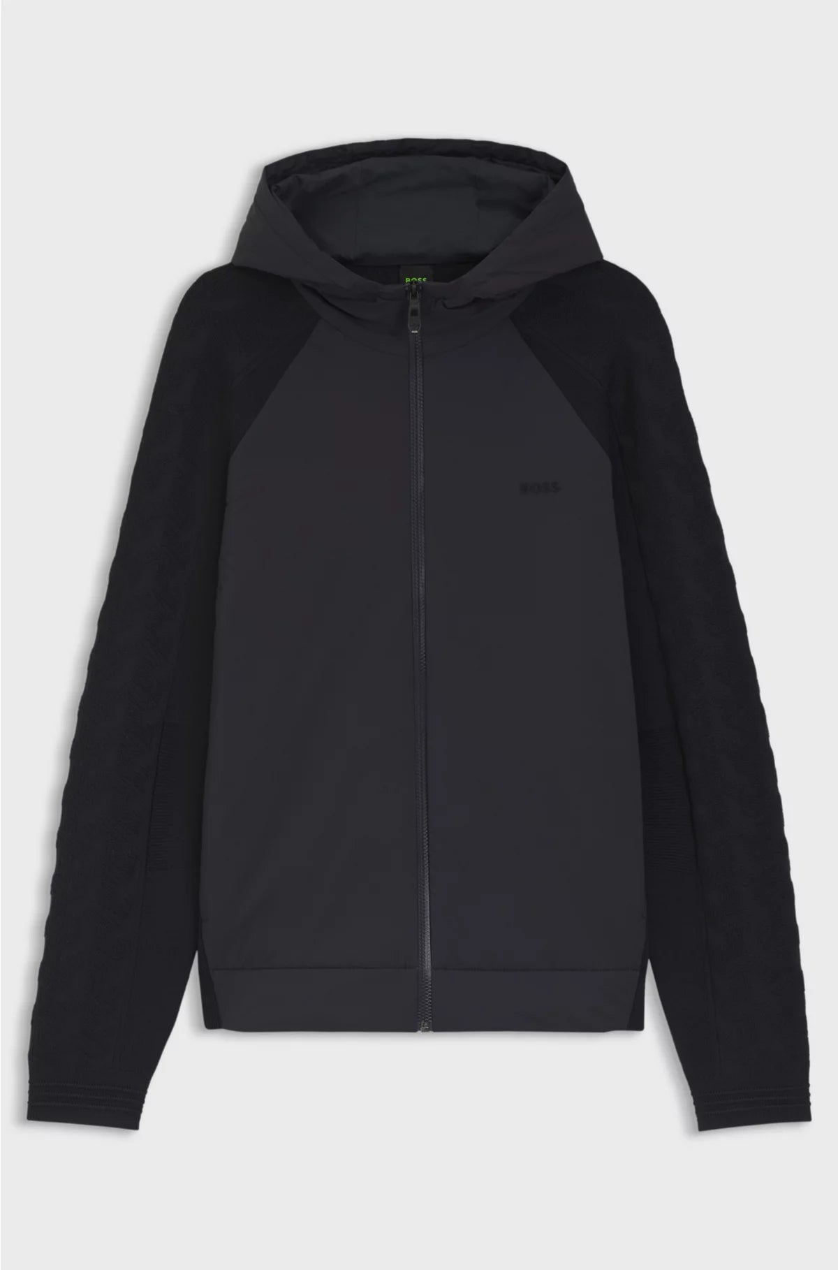 ZIP-UP HOODIE WITH TONAL TEXTURED JACQUARD