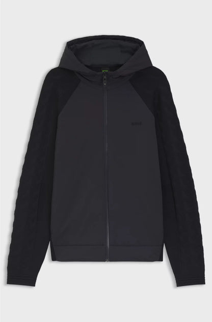 ZIP-UP HOODIE WITH TONAL TEXTURED JACQUARD