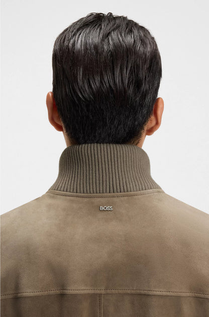 SUEDE JACKET WITH COTTON-BLEND SLEEVES