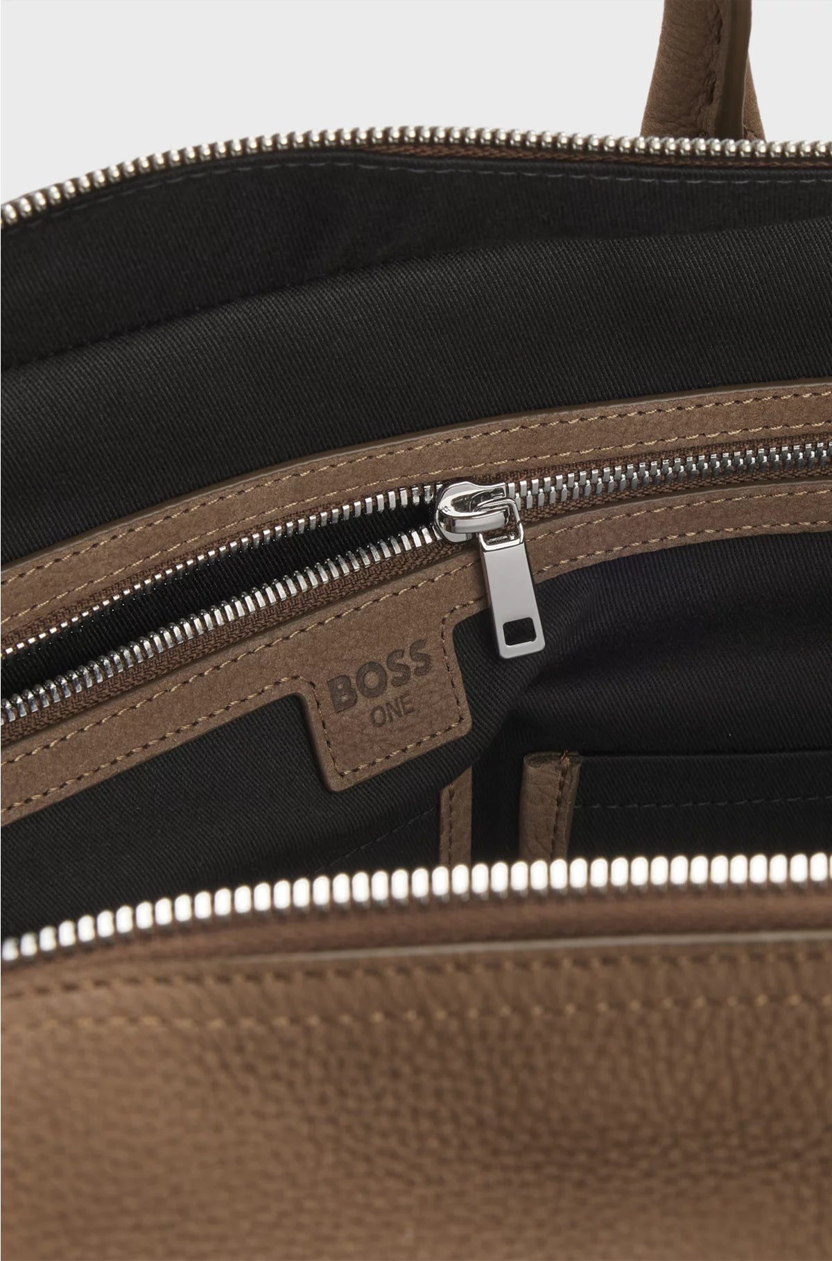 GRAINED-LEATHER HOLDALL WITH EMBOSSED LOGO