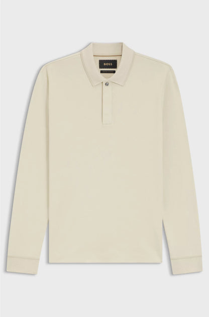 COTTON-CASHMERE POLO SHIRT WITH COVERED PLACKET