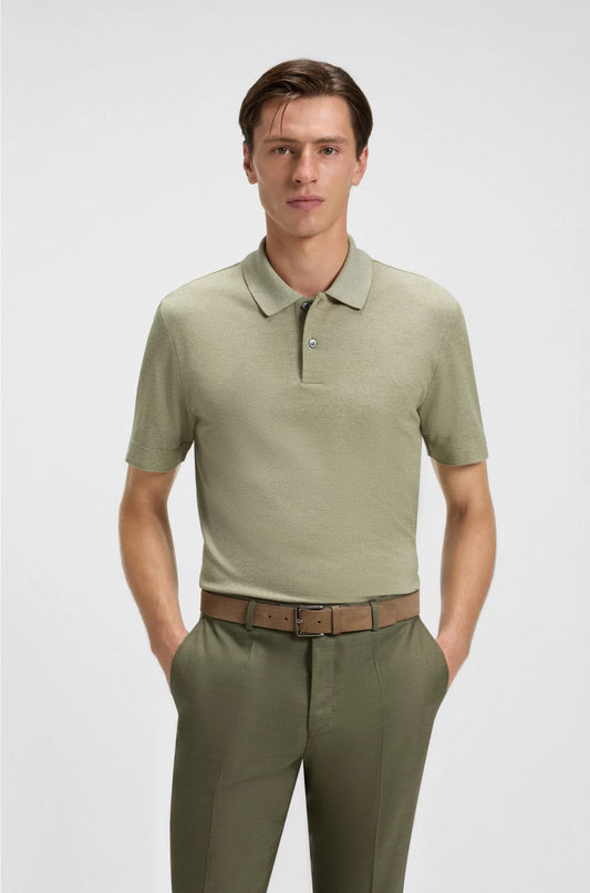 REGULAR-FIT POLO SHIRT IN COTTON AND SILK