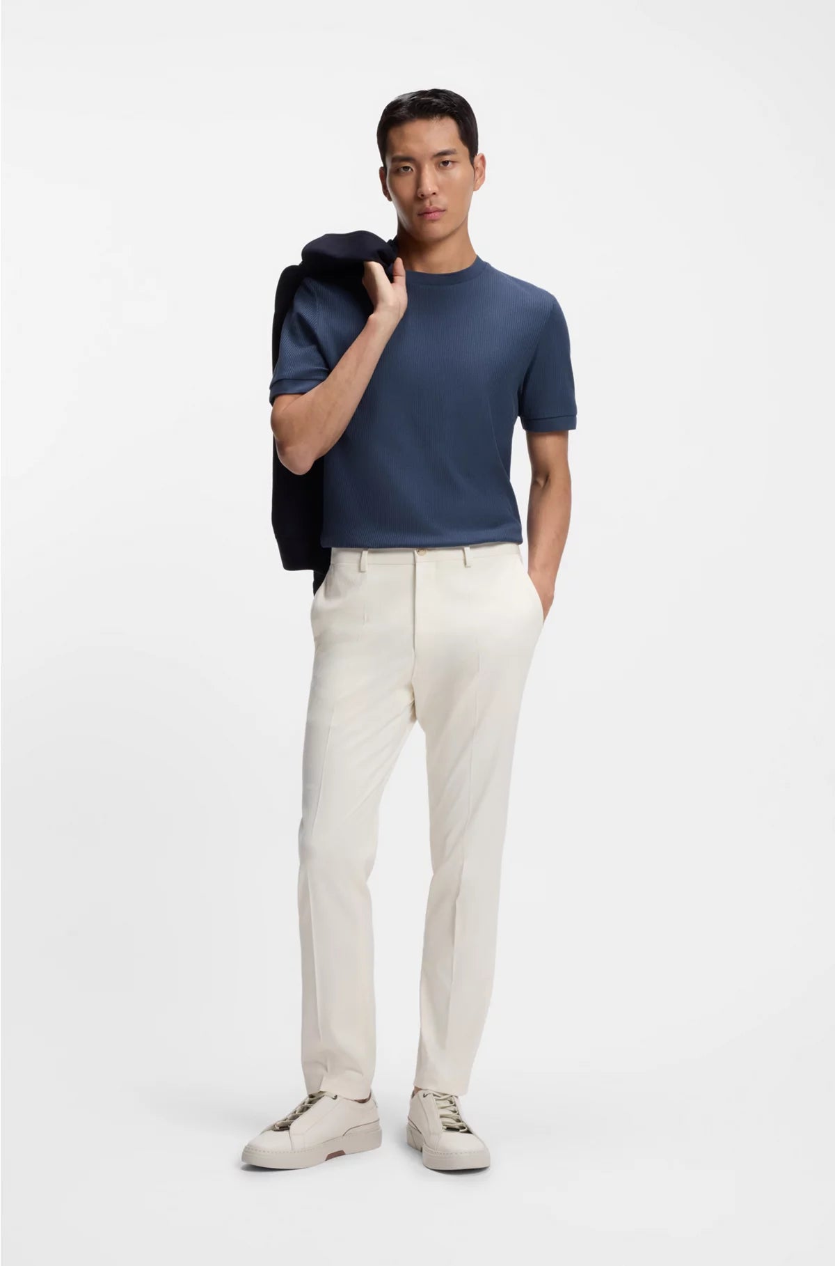 REGULAR-FIT T-SHIRT IN STRUCTURED COTTON