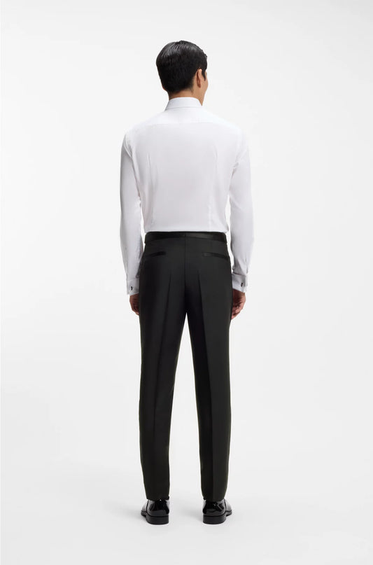 WOOL-BLEND TROUSERS WITH SILK TRIMS