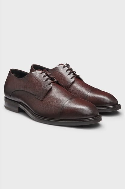 CAP-TOE DERBY SHOES IN GRAINED LEATHER