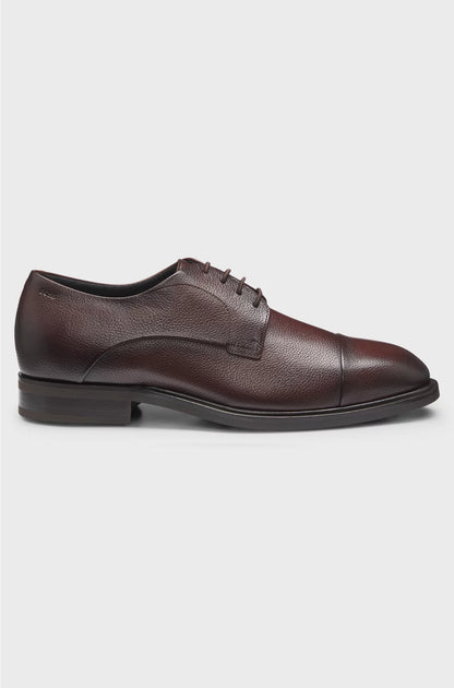 CAP-TOE DERBY SHOES IN GRAINED LEATHER