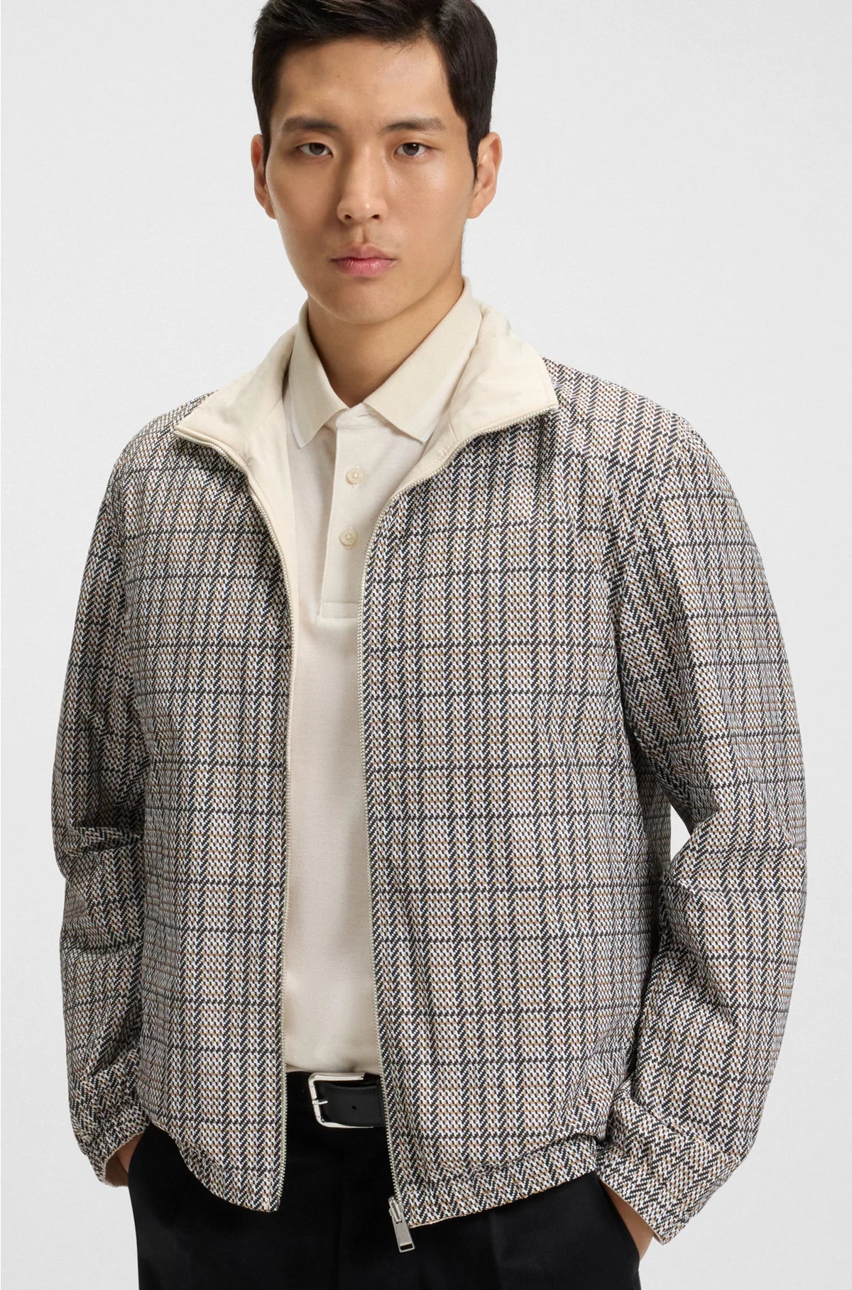 WATER-REPELLENT REVERSIBLE JACKET WITH CHECK PATTERN