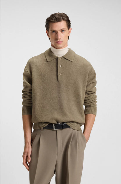 VIRGIN-WOOL SWEATER WITH POLO COLLAR