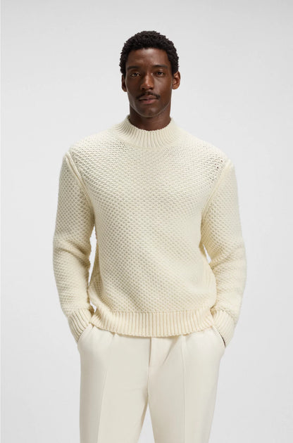 VIRGIN-WOOL SWEATER WITH STRUCTURED KNIT