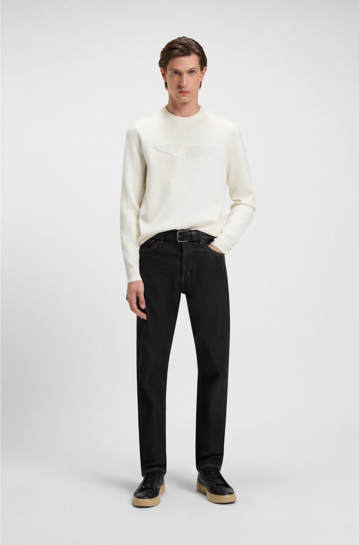WOOL SWEATER WITH EMBROIDERED LOGO