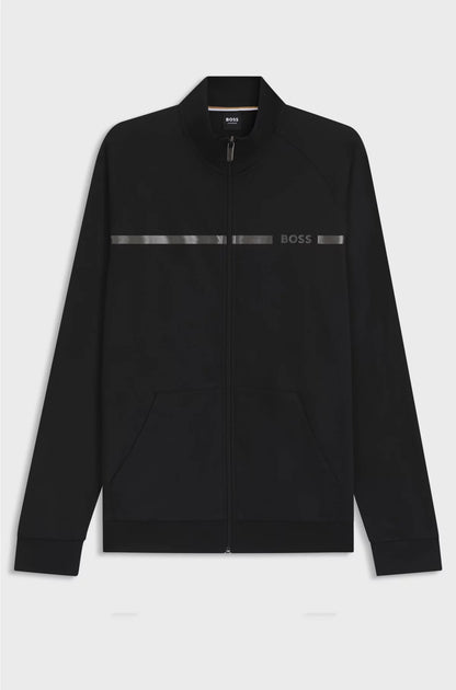 COTTON-TERRY JACKET WITH STRIPE AND LOGO