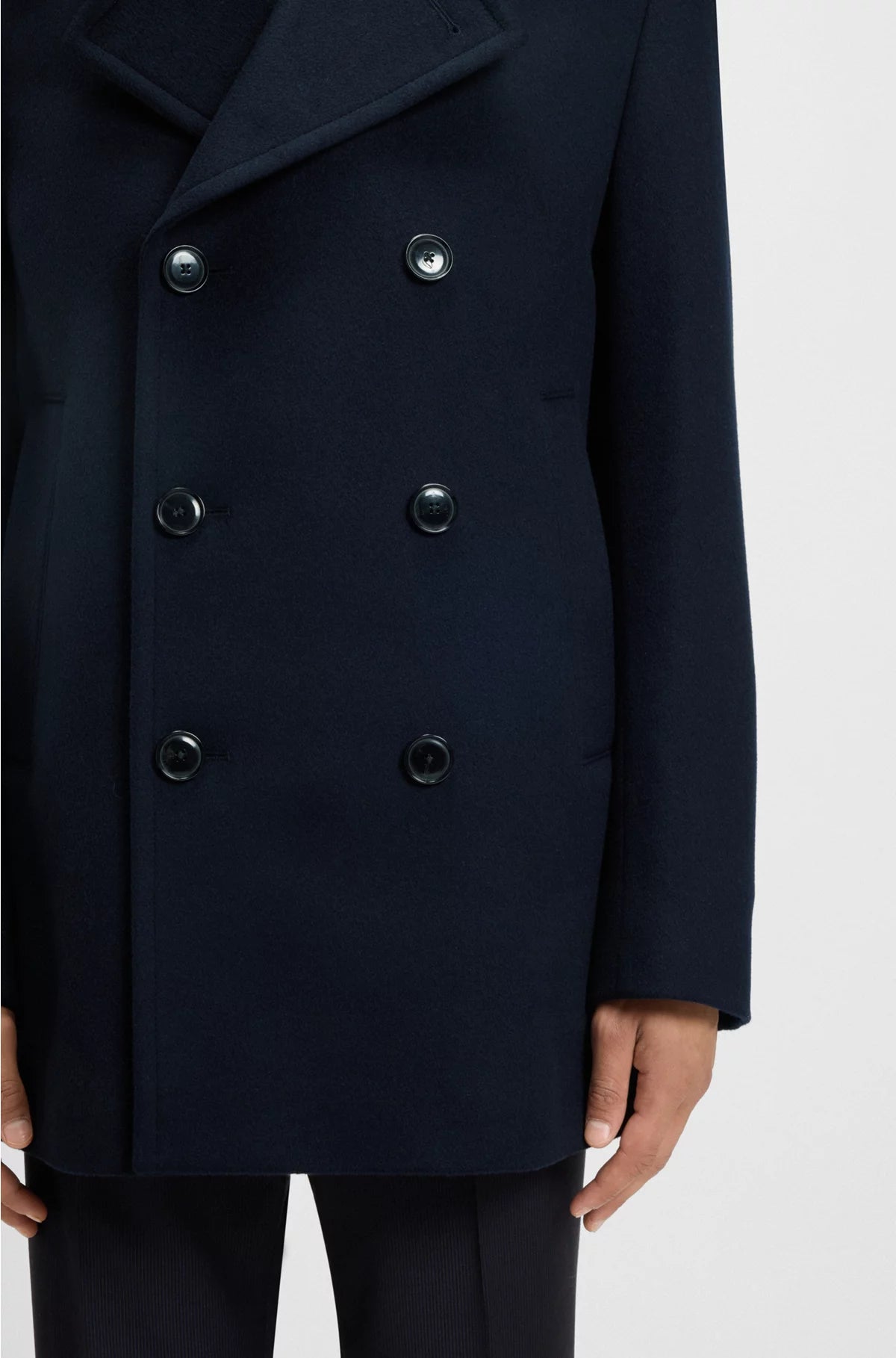 SLIM-FIT PEACOAT IN WOOL AND CASHMERE