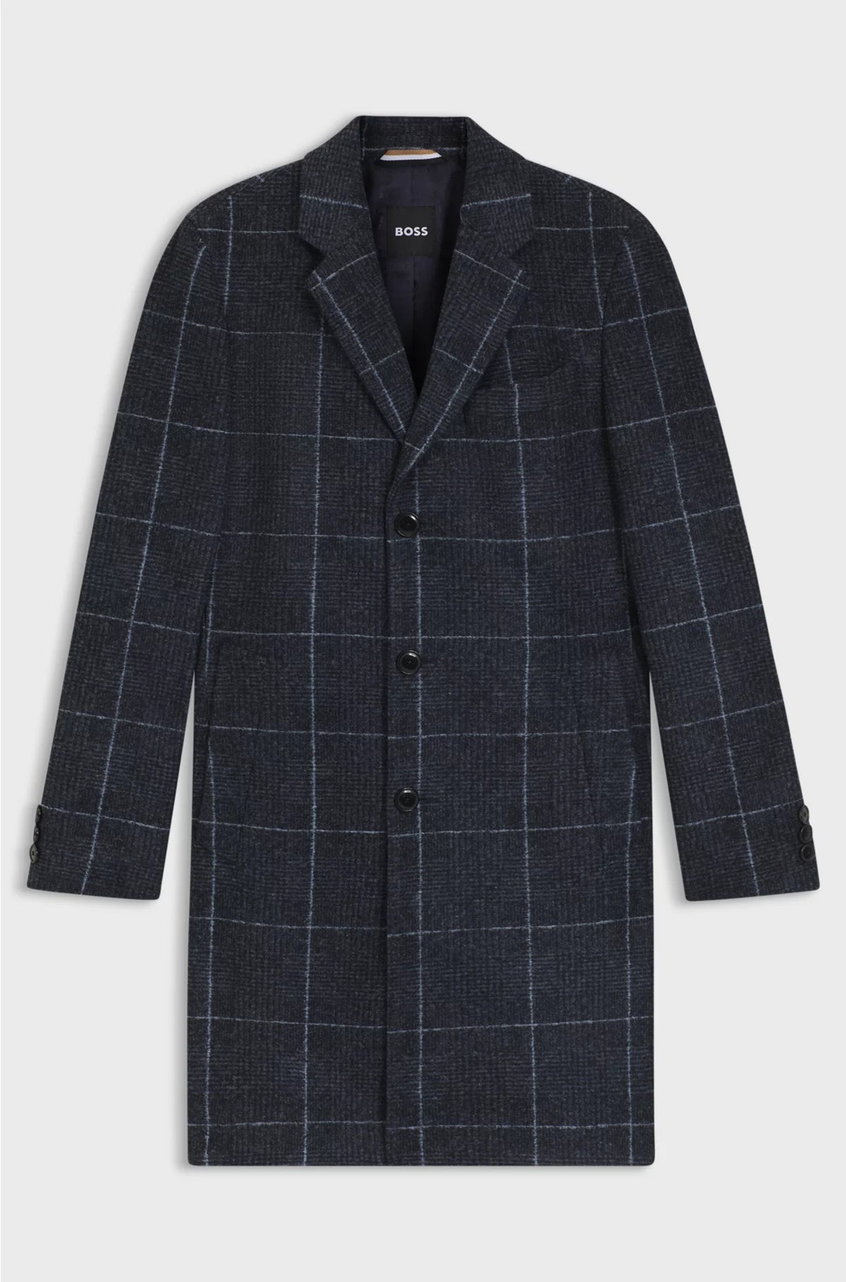 SLIM-FIT COAT WITH PLAIN CHECK