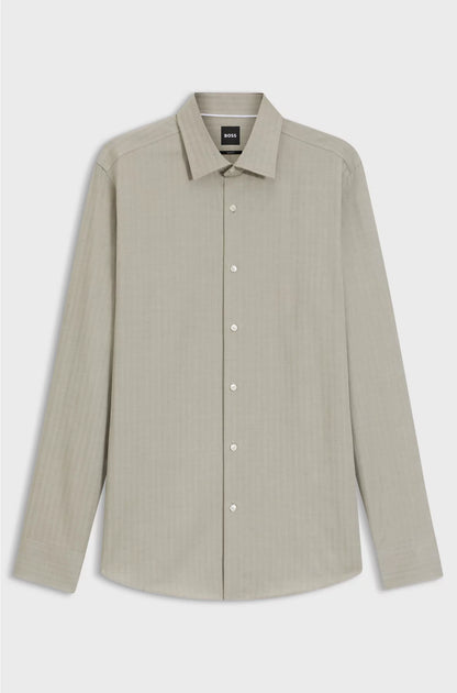 SLIM-FIT SHIRT IN HERRINGBONE TWILL