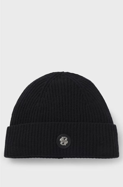 WOOL-CASHMERE BEANIE HAT WITH DOUBLE B MONOGRAM