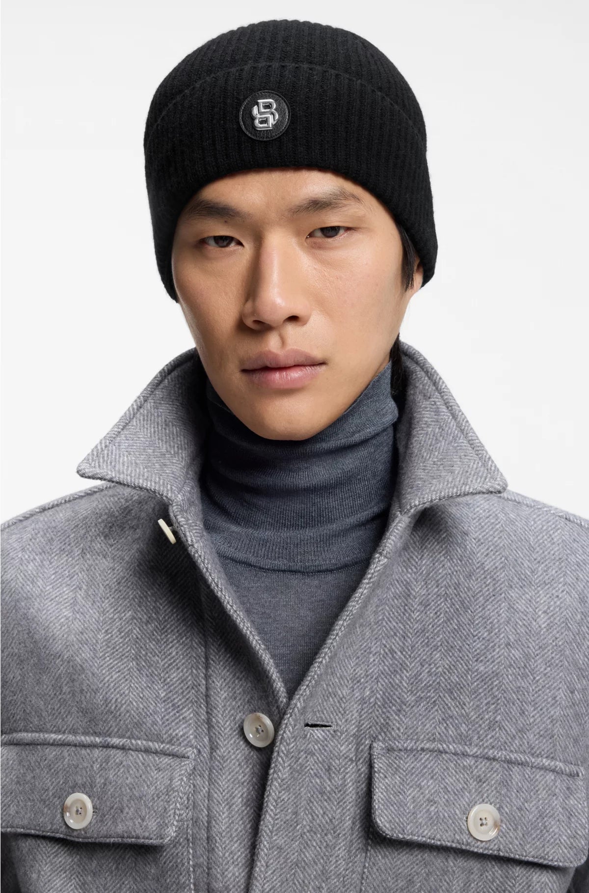WOOL-CASHMERE BEANIE HAT WITH DOUBLE B MONOGRAM