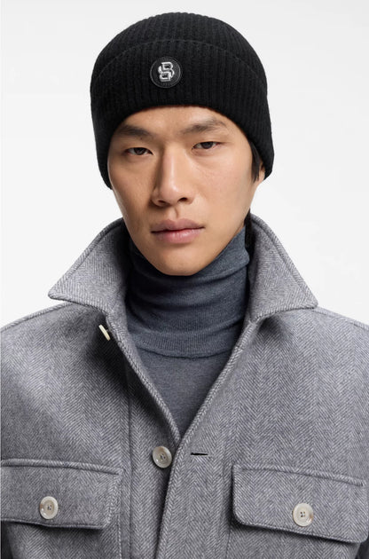 WOOL-CASHMERE BEANIE HAT WITH DOUBLE B MONOGRAM