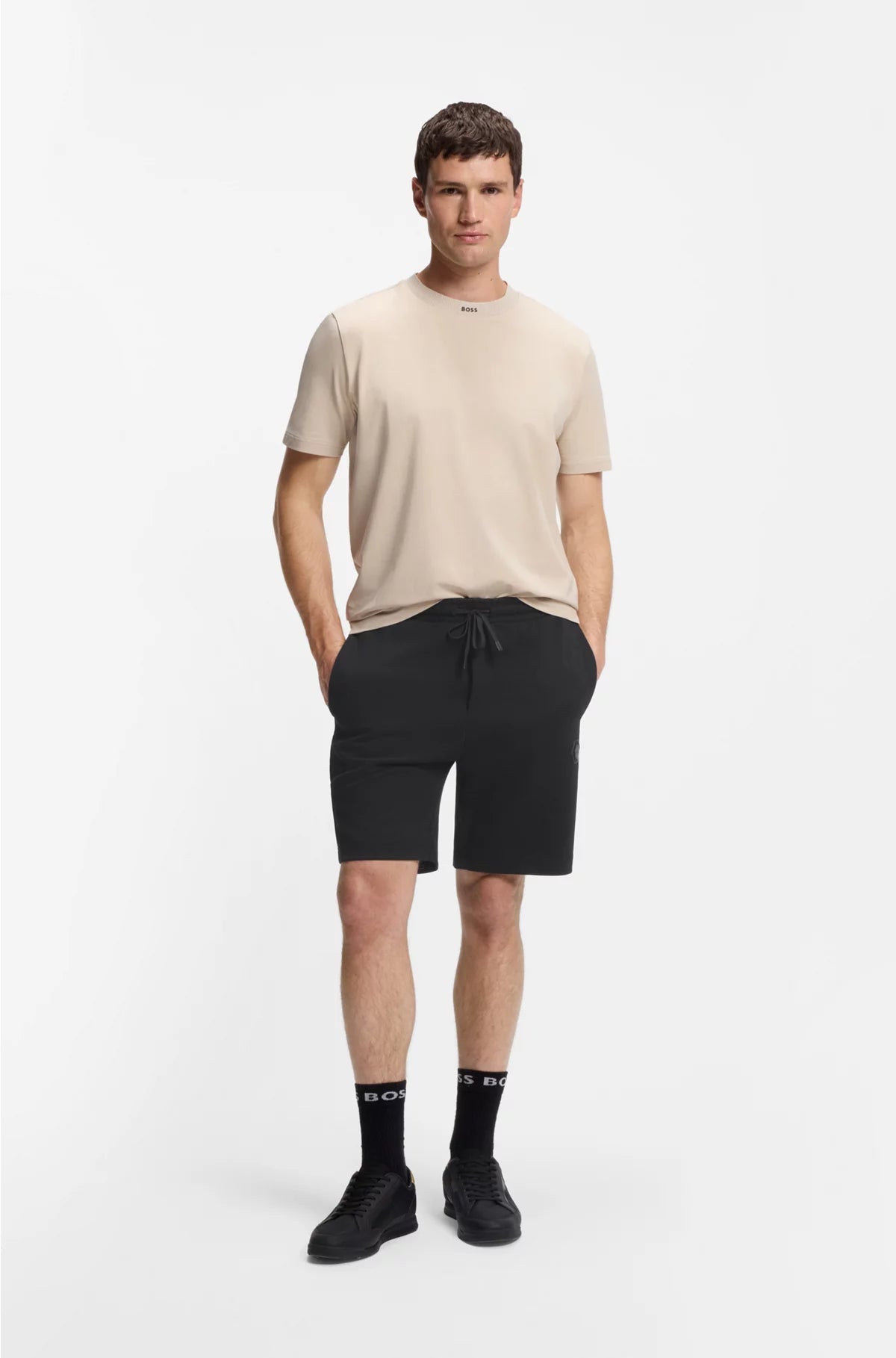 COTTON-BLEND SHORTS WITH DOUBLE B MONOGRAM