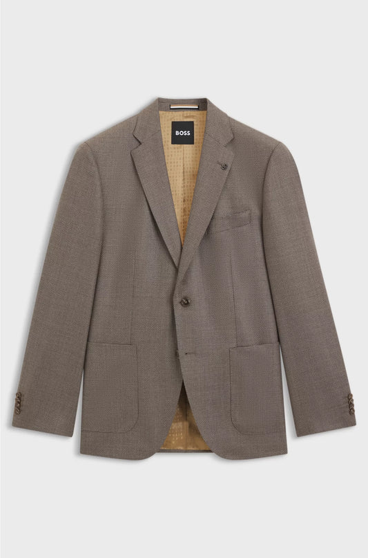 REGULAR-FIT BLAZER IN PATTERNED VIRGIN WOOL