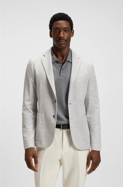 SLIM-FIT BLAZER IN CHECKED STRETCH FABRIC