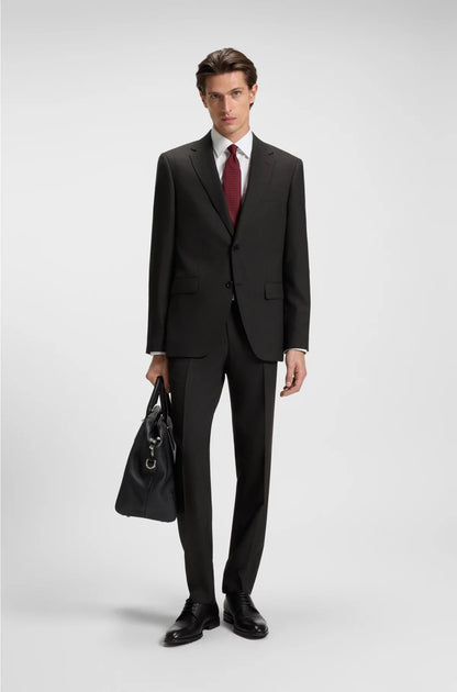 TWO-PIECE REGULAR-FIT SUIT IN PATTERNED STRETCH FABRIC
