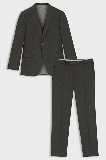 THREE-PIECE SLIM-FIT SUIT IN PATTERNED STRETCH WOOL