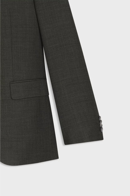 THREE-PIECE SLIM-FIT SUIT IN PATTERNED STRETCH WOOL