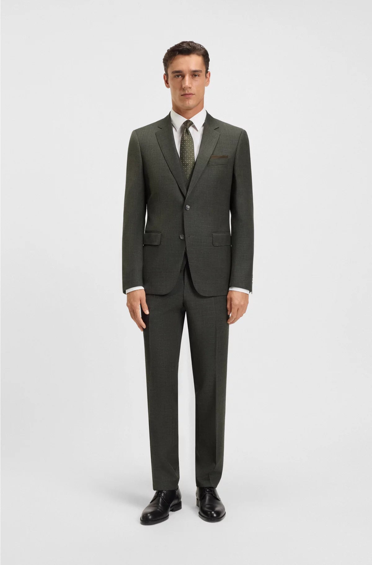 THREE-PIECE SLIM-FIT SUIT IN PATTERNED STRETCH WOOL