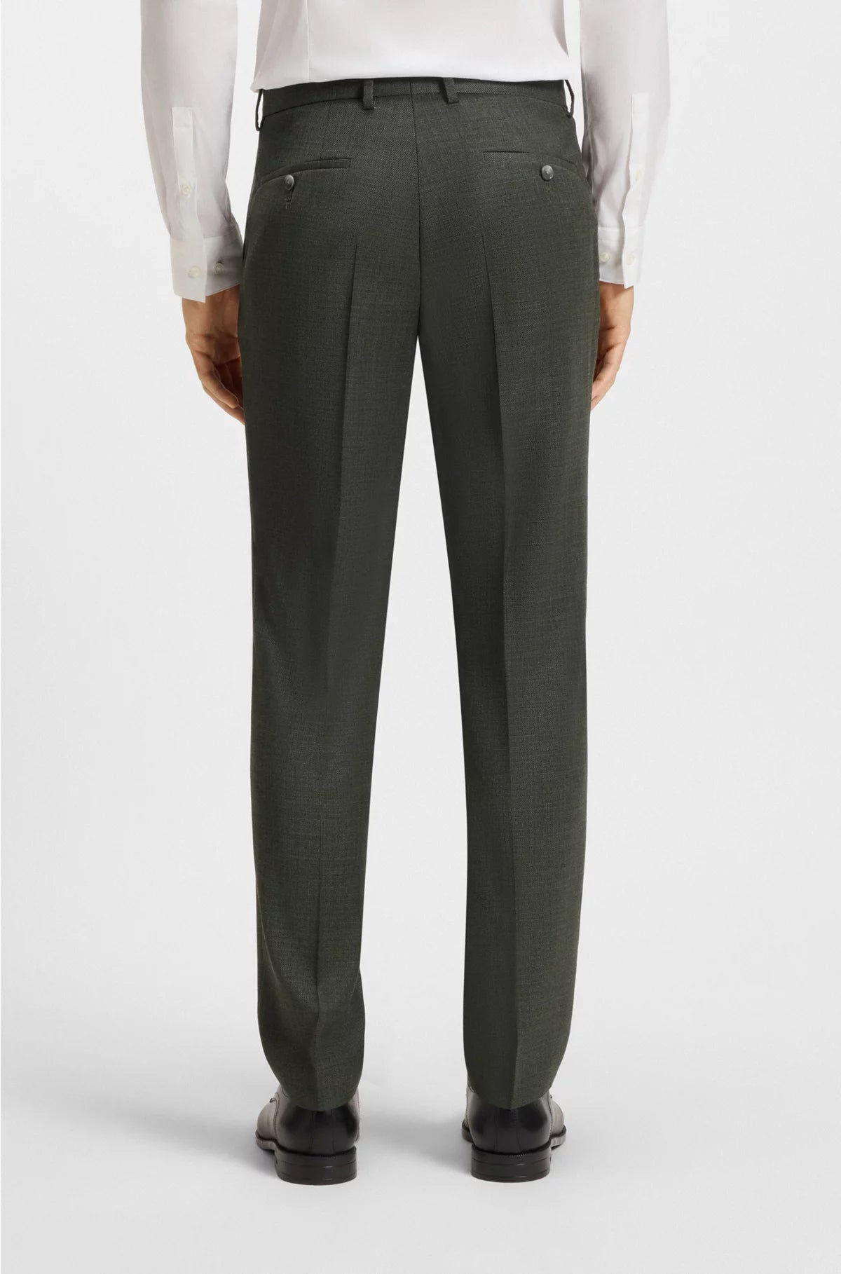 THREE-PIECE SLIM-FIT SUIT IN PATTERNED STRETCH WOOL