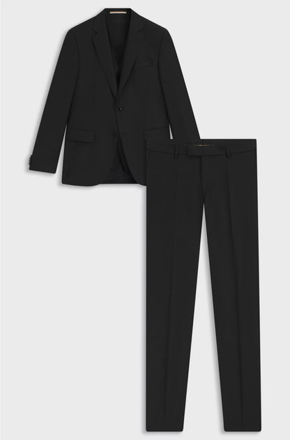 THREE-PIECE SLIM-FIT SUIT IN PATTERNED VIRGIN WOOL