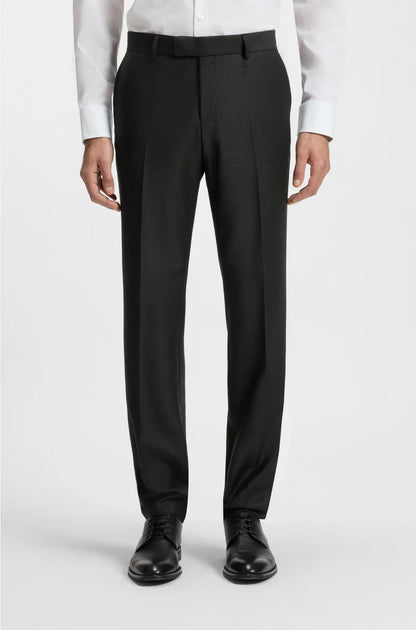 THREE-PIECE SLIM-FIT SUIT IN PATTERNED VIRGIN WOOL