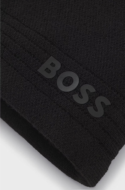WOOL-BLEND BEANIE HAT WITH RUBBER-PRINT LOGO
