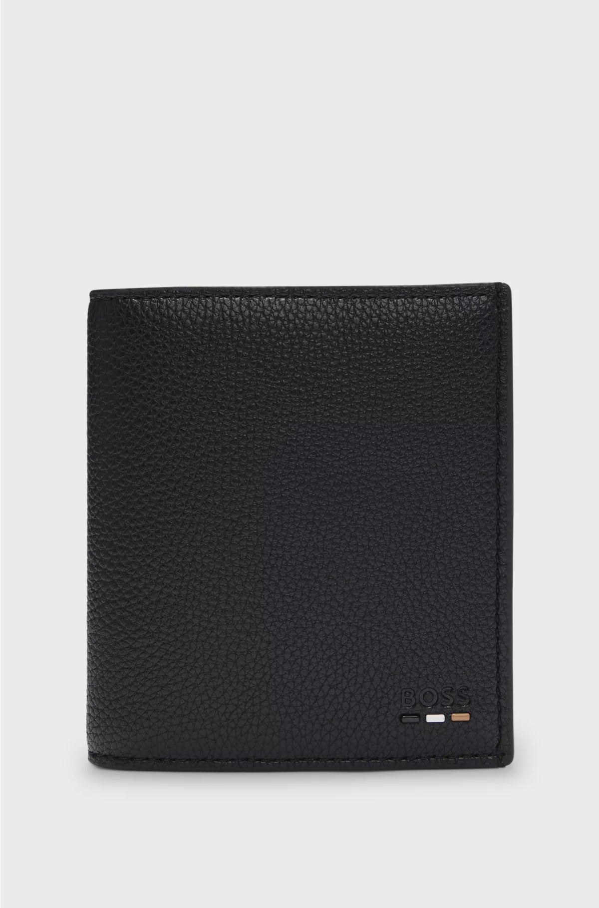 TRIFOLD CARD HOLDER IN GRAINED FAUX LEATHER