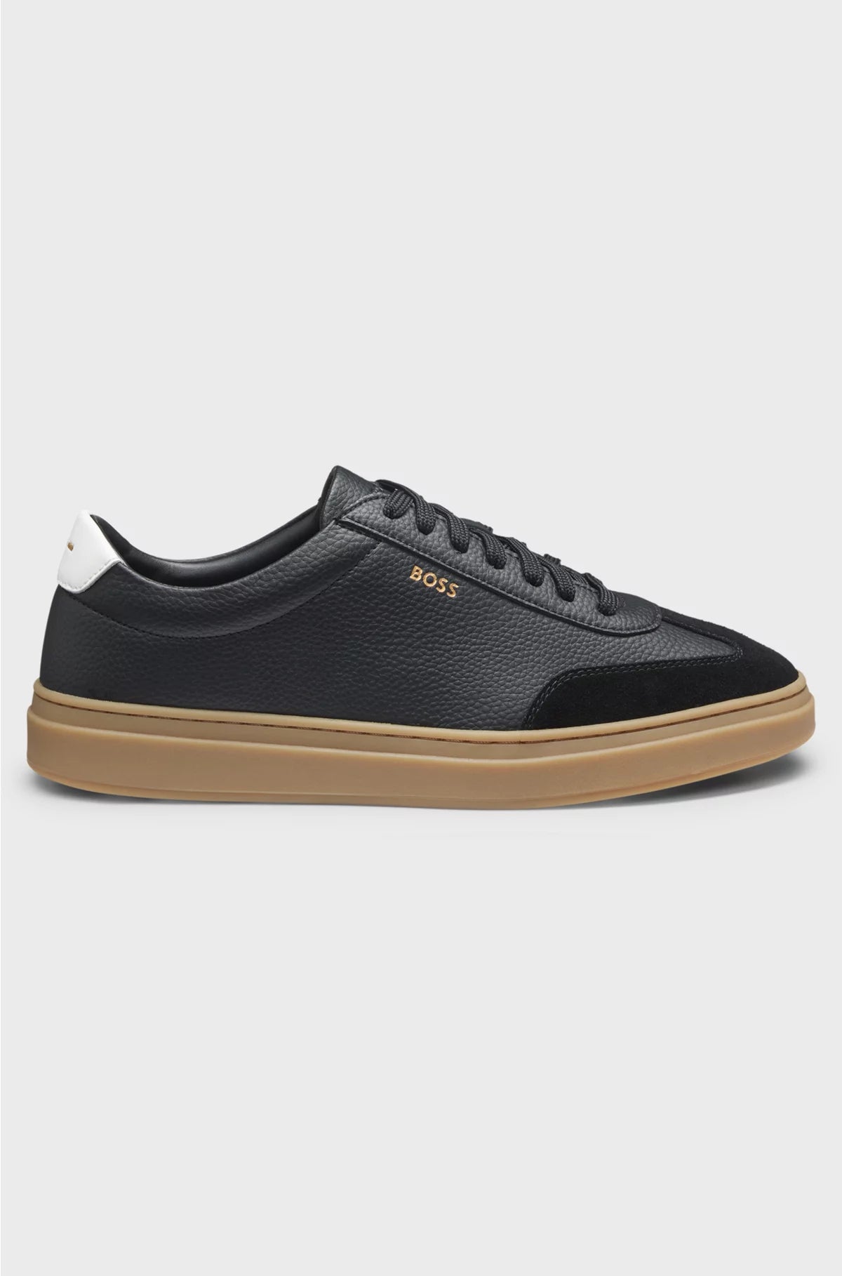 GRAINED-LEATHER TRAINERS WITH CONTRAST BACKTAB