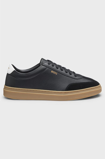 GRAINED-LEATHER TRAINERS WITH CONTRAST BACKTAB