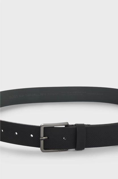 ITALIAN-LEATHER BELT WITH PERFORATED PATTERN