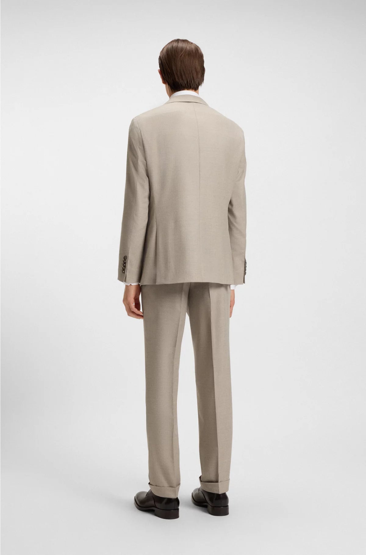 TWO-PIECE REGULAR-FIT SUIT IN HERRINGBONE VIRGIN WOOL