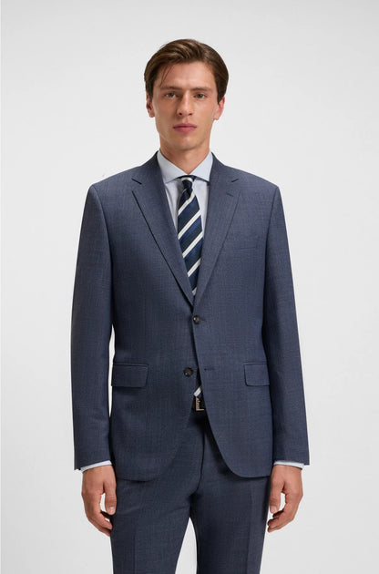 TWO-PIECE REGULAR-FIT SUIT IN PATTERNED STRETCH CLOTH
