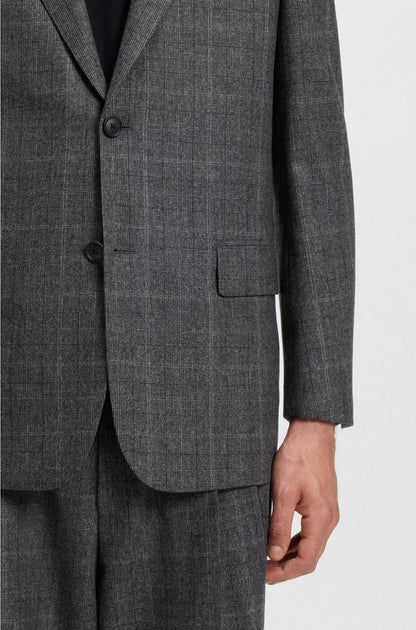 RELAXED-FIT SUIT JACKET IN CHECKED STRETCH WOOL