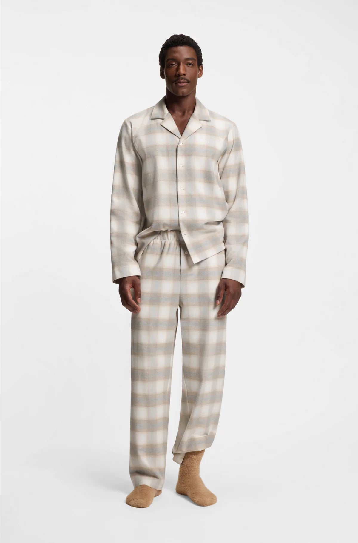 COTTON-FLANNEL PYJAMA SET WITH VICHY CHECK
