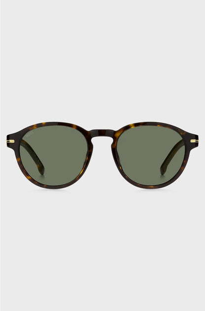 HORN-ACETATE SUNGLASSES WITH SIGNATURE GOLD-TONE DETAIL