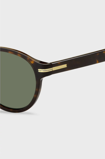 HORN-ACETATE SUNGLASSES WITH SIGNATURE GOLD-TONE DETAIL