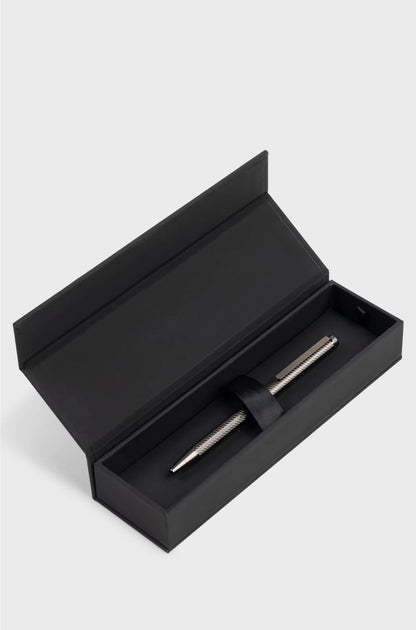 GUNMETAL BALLPOINT PEN WITH ENGRAVED PATTERN