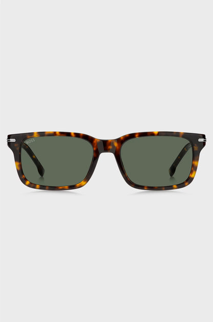 HAVANA-ACETATE SUNGLASSES WITH SILVER-TONE HARDWARE