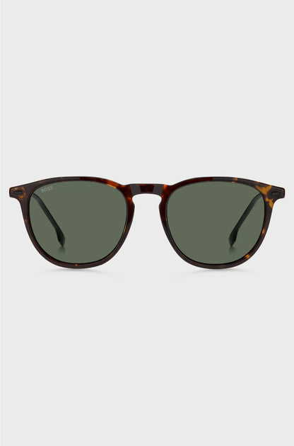 HAVANA-ACETATE SUNGLASSES WITH STEEL TEMPLES