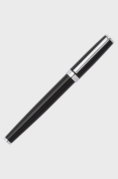 BLACK A5 NOTEBOOK AND BRASS FOUNTAIN PEN SET