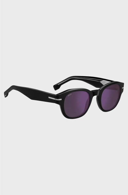 BLACK-ACETATE SUNGLASSES WITH VIOLET LENSES